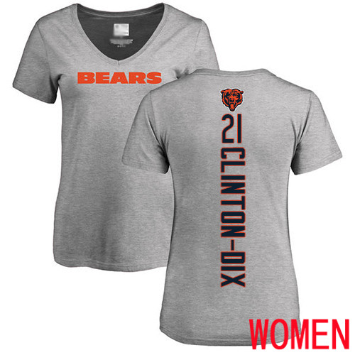 Chicago Bears Ash Women Ha Ha Clinton-Dix Backer V-Neck NFL Football #21 T Shirt